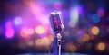 Cancelled concert. restaurants business are losing money. Microphone on colorful background. Close-up of retro Royalty Free Stock Photo