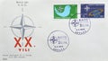 Cancelled First Day Cover Letter printed by Turkey, that shows NATO symbols