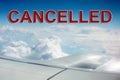 Cancelled flights.Travel vacations cancelled because of pandemic of coronavirus.Coronavirus pandemic, covid 19 epidemic, warning Royalty Free Stock Photo