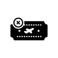Black solid icon for Cancelled, rejected and flight Royalty Free Stock Photo