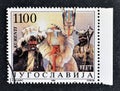 Cancelled postage s tamp printed by Yugoslavia, that shows Masks from Ptuj