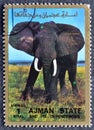Cancelled postage stamp printed by Ajman, that shows African Elephant Royalty Free Stock Photo