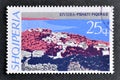 Cancelled postage stamp printed by Albania, that shows Shore - Piqeras Village