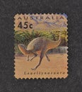 Cancelled postage stamp printed by Australia, that shows Leaellynasaura amicagraphica