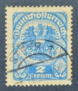 Cancelled postage stamp printed by Austria, that shows Coat of arms Royalty Free Stock Photo