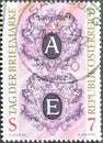 Cancelled postage stamp printed by Austria, that shows Letters A and E, Stamp Day Royalty Free Stock Photo