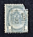 cancelled postage stamp printed by Belgium, that shows Coat of arms Royalty Free Stock Photo