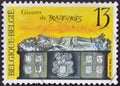 Cancelled postage stamp printed by Belgium, that shows Mausoleum of Gilles Othon and his wife - Trazegnies