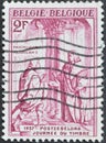Cancelled postage stamp printed by Belgium, that shows Maximilian I (1459-1519) after an engraving by Burgkmair