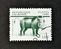 Cancelled postage stamp printed by Benin, that shows Desert Warthog