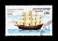 British Galleon Great Harry on stamp