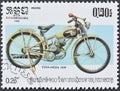 Cancelled postage stamp printed by Cambodia, that shows Eska Mofa 1939 Royalty Free Stock Photo