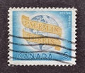 Cancelled postage stamp printed by Canada, that shows Peace on Earth