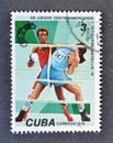 Cancelled postage stamp printed by Cuba, that show Boxing