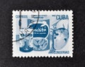 Cancelled postage stamp printed by Cuba, that shows Canned fruits