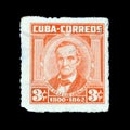 Cancelled postage stamp printed by Cuba, that shows Jose de la Luz Caballero