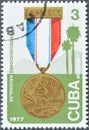 Cancelled postage stamp printed by Cuba