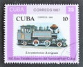 Cancelled postage stamp printed by Cuba, that shows  Old locomotive Royalty Free Stock Photo