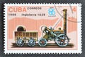 Cancelled postage stamp printed by Cuba, that shows  Old locomotive Royalty Free Stock Photo