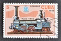 Cancelled postage stamp printed by Cuba, that shows  Old locomotive Royalty Free Stock Photo