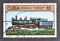 Cancelled postage stamp printed by Cuba, that shows Old steam Locomotive Royalty Free Stock Photo