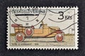 Cancelled postage stamp printed by Czechoslovakia, that shows Tatra 12 Normandie Royalty Free Stock Photo