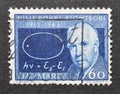 Cancelled postage stamp printed by Denmark, that shows Prof. Niels Bohr, Royalty Free Stock Photo