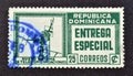 Cancelled postage stamp printed by Dominican Republic, that shows Radio Tower