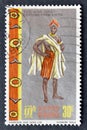Cancelled postage stamp printed by Ethiopia, that shows Kefa man in traditional costume