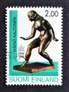 Cancelled postage stamp printed by Finland, that shows sculpture `The Muse`