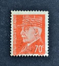 Cancelled postage stamp printed by France, that shows Marshal Philippe Petain