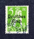 Cancelled postage stamp printed by Germany, Realm, that shows Stamps of Bavaria - Overprinted \'Deutsches Reich\'