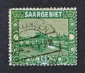 Cancelled postage stamp printed by Germany, Saarland, that shows \'Old Bridge\', Saarbrucken Royalty Free Stock Photo