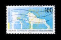 Cancelled postage stamp printed by Germany, that shows Computer Image of Terminal and Lion