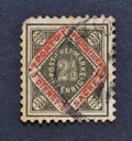 Cancelled postage stamp printed by Germany, Wurttemberg that shows Porto stamp