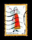 Cancelled postage stamp printed by Greece, that shows Female Costume from Desfina