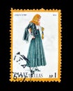Cancelled postage stamp printed by Greece, that shows Female Costume from Kymi