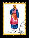 Cancelled postage stamp printed by Greece, that shows Female Costume, Trikeri