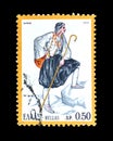 Cancelled postage stamp printed by Greece, that shows Male Costume from the island of Skyros