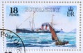 Cancelled postage stamp printed by Guernsey, that shows Paddle-Steamer Great Western