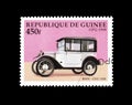 Old vehicles on postage stamps Royalty Free Stock Photo