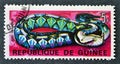 Cancelled postage stamp printed by Guinea, that shows Gaboon Viper Royalty Free Stock Photo
