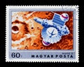 Cancelled postage stamp printed by Hungary, that shows Space exploration, Mars 2