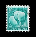 Cancelled postage stamp printed by India, that shows Mangoes Royalty Free Stock Photo