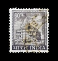Cancelled postage stamp printed by India, that shows Somnath temple Royalty Free Stock Photo