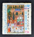 Cancelled postage stamp printed by Iran, that shows Sultan Suleiman the Great receives Sheikh Abdul Latif