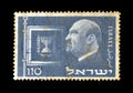 Cancelled postage stamp printed by Israel, that shows Doctor Chaim Weizmann Royalty Free Stock Photo