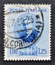 Cancelled postage stamp printed by Italy, that shows portrait of Physicists Guglielmo Marconi Royalty Free Stock Photo