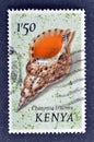 Cancelled postage stamp printed by Kenya, that shows Atlantic Trumpet Triton Royalty Free Stock Photo