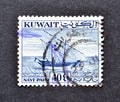 Cancelled postage stamp printed by Kuwait, that shows Sailing boat